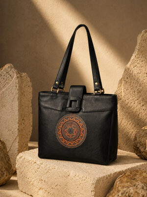 Shantiniketan Bag for Women – Genuine Leather Motif Handbag