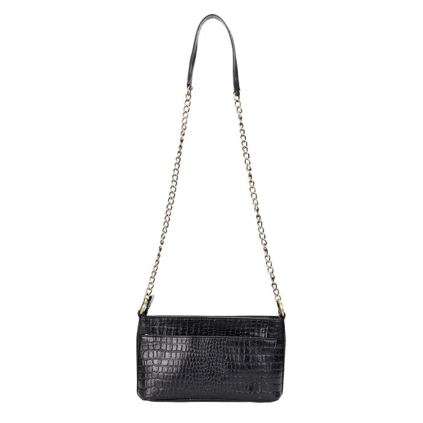 Women’s Genuine Leather Sling Bag with Metal Chain Strap