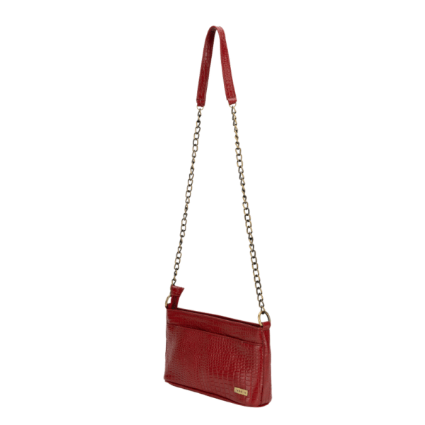 Women’s Genuine Leather Sling Bag with Metal Chain Strap