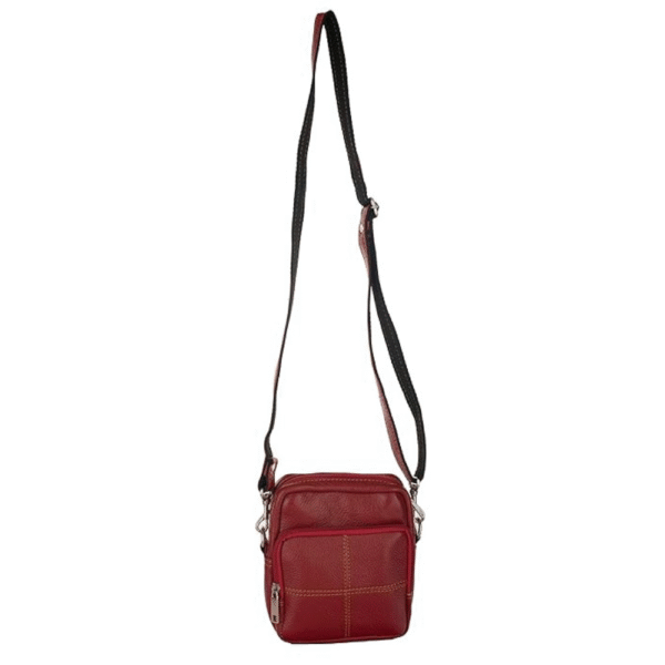 Red Genuine Leather Sling Bag for Men & Women – 7×8 Inch