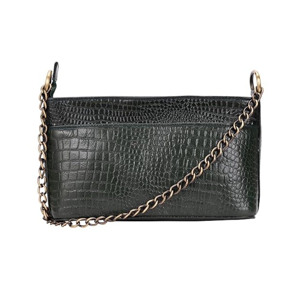 Genuine leather sling bag with metal chain strap for women by TANN IN