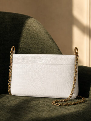 Women’s Genuine Leather Shoulder Bag with Metal Chain