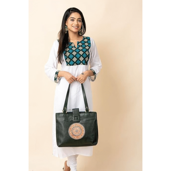 Shantiniketan Bag for Women – Genuine Leather Motif Handbag