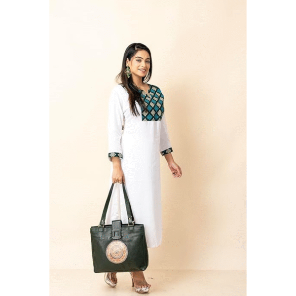 Shantiniketan Bag for Women – Genuine Leather Motif Handbag