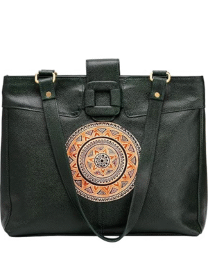 Shantiniketan motif genuine leather handbag for women by TANN IN