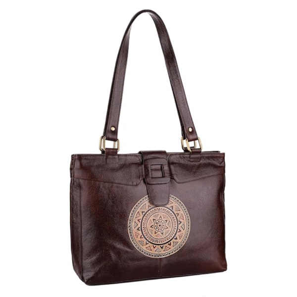 Shantiniketan Bag for Women – Genuine Leather Motif Handbag