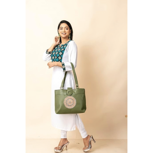 Shantiniketan Bag for Women – Genuine Leather Motif Handbag