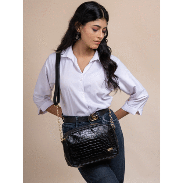 Women’s Brown Textured Leather Sling & Crossbody Bag