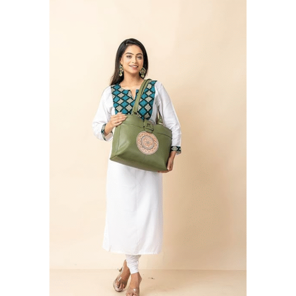 Shantiniketan Bag for Women – Genuine Leather Motif Handbag