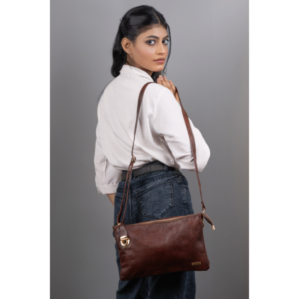 Women’s Burgundy Leather Crossbody Bag with Adjustable Strap