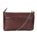 Women’s Genuine Leather Sling Bag with Metal Chain Strap