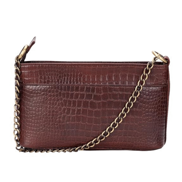 Women’s Genuine Leather Sling Bag with Metal Chain Strap