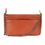 Women’s Genuine Leather Sling Bag with Metal Chain Strap