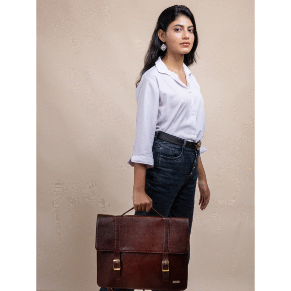 Women’s Genuine Leather Laptop Bag for 15.6-Inch Laptops