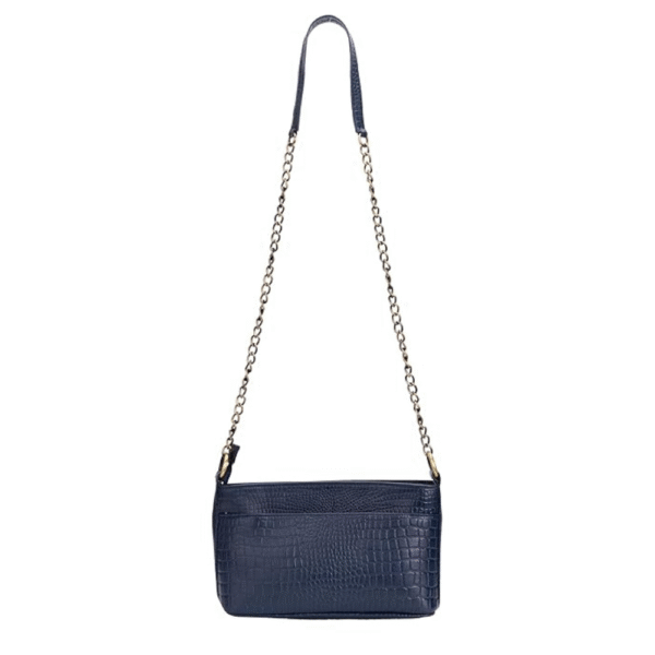 Women’s Genuine Leather Sling Bag with Metal Chain Strap