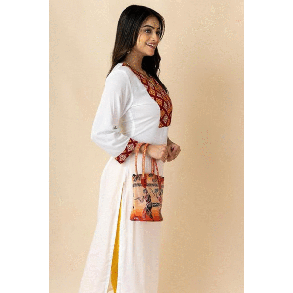 Small Shantiniketan Leather Shoulder Bag for Women – 8×8 Inch
