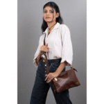 Women’s Burgundy Leather Crossbody Bag with Adjustable Strap
