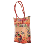 Handcrafted Shantiniketan Leather Handbag – 14-Inch Multicolor