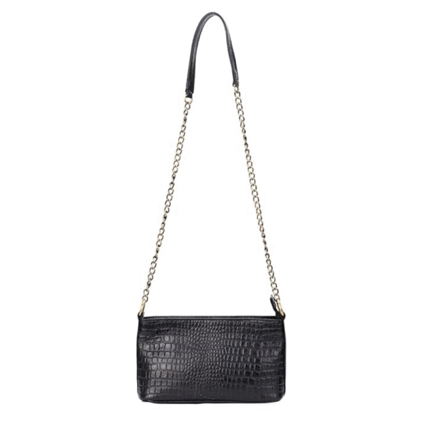 Women’s Genuine Leather Sling Bag with Metal Chain Strap