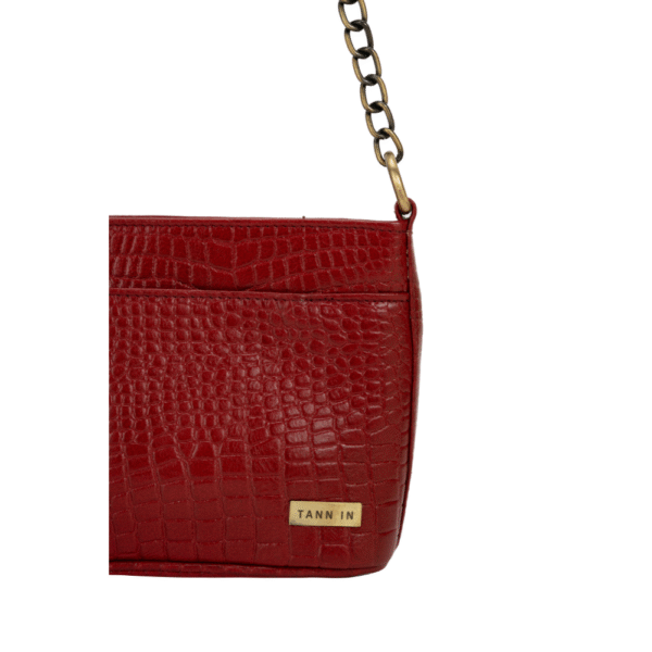 Women’s Genuine Leather Sling Bag with Metal Chain Strap