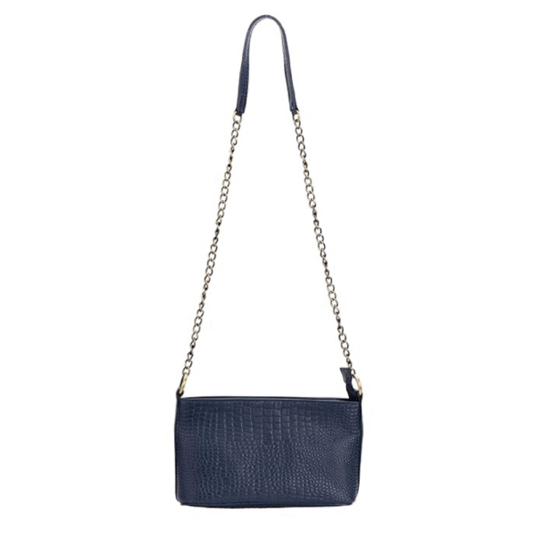Women’s Genuine Leather Sling Bag with Metal Chain Strap