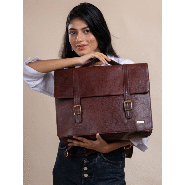 Women’s Genuine Leather Laptop Bag for 15.6-Inch Laptops