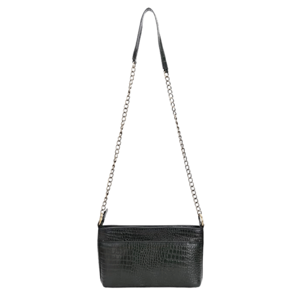 Women’s Genuine Leather Sling Bag with Metal Chain Strap