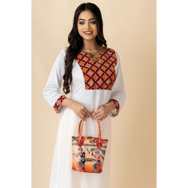 Small Shantiniketan Leather Shoulder Bag for Women – 8×8 Inch
