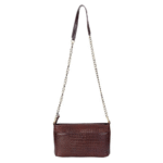 Women’s Genuine Leather Sling Bag with Metal Chain Strap