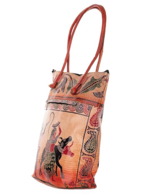 Multicolour batik leather handbag for women by TANN IN