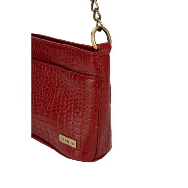 Women’s Genuine Leather Sling Bag with Metal Chain Strap