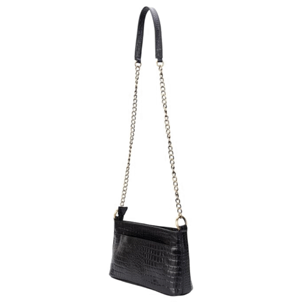 Women’s Genuine Leather Sling Bag with Metal Chain Strap