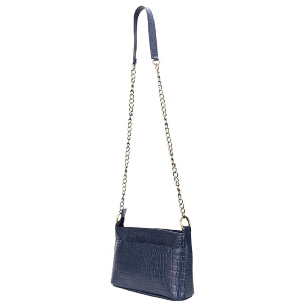 Women’s Genuine Leather Sling Bag with Metal Chain Strap