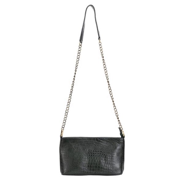 Women’s Genuine Leather Sling Bag with Metal Chain Strap