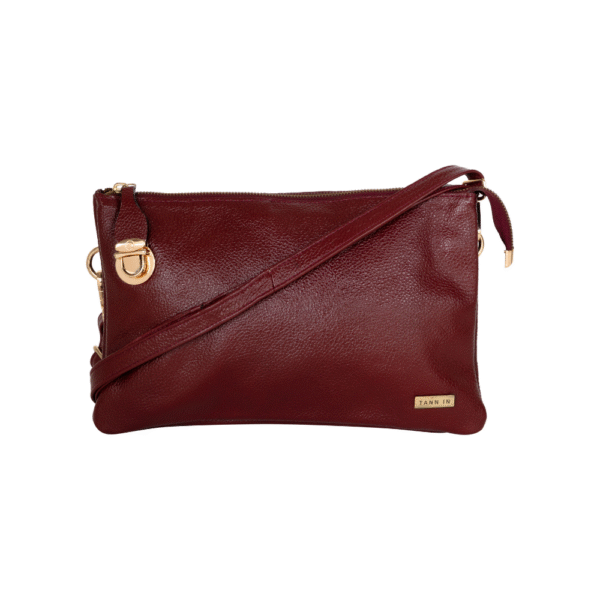 Women’s Burgundy Leather Crossbody Bag with Adjustable Strap
