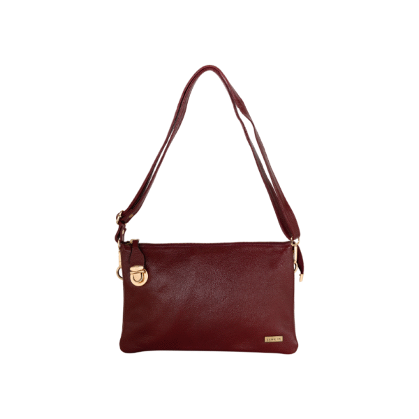 Women’s Burgundy Leather Crossbody Bag with Adjustable Strap