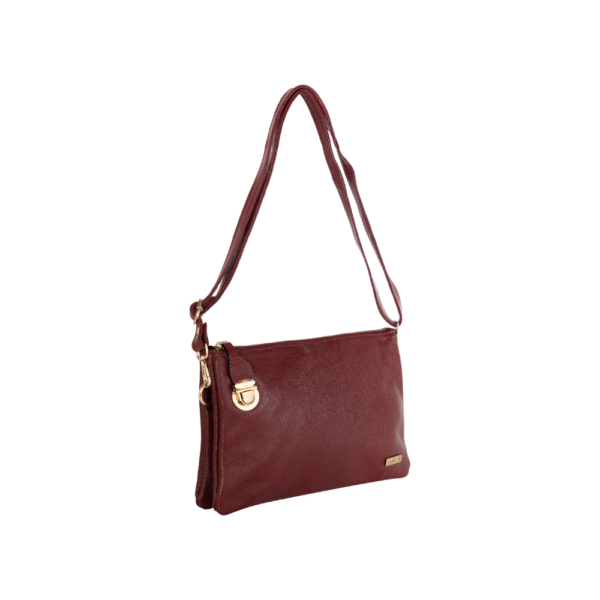 Women’s Burgundy Leather Crossbody Bag with Adjustable Strap