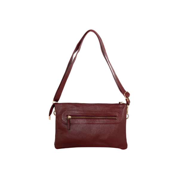 Women’s Burgundy Leather Crossbody Bag with Adjustable Strap