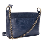 Women’s Genuine Leather Sling Bag with Metal Chain Strap
