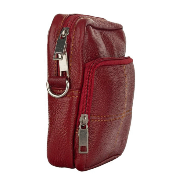 Red Genuine Leather Sling Bag for Men & Women – 7×8 Inch
