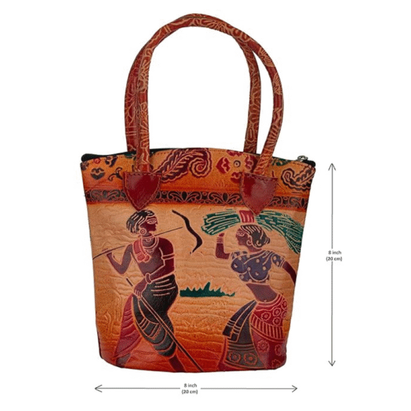 Small Shantiniketan Leather Shoulder Bag for Women – 8×8 Inch