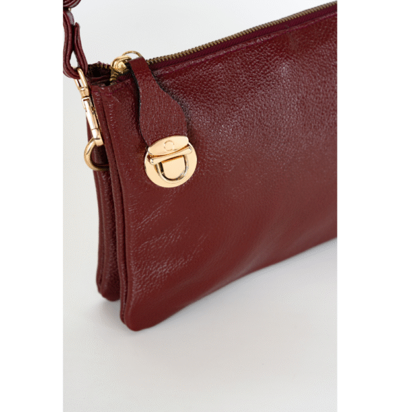 Women’s Burgundy Leather Crossbody Bag with Adjustable Strap