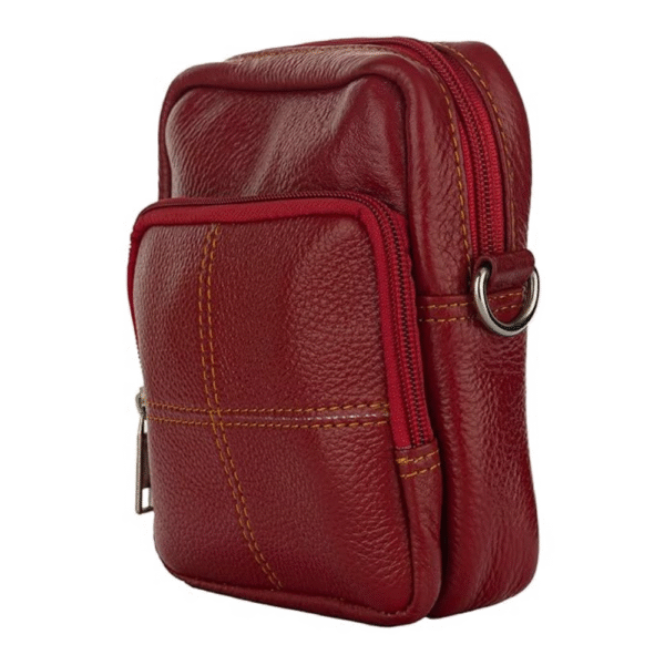 Red Genuine Leather Sling Bag for Men & Women – 7×8 Inch