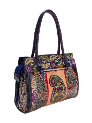 Shantiniketan batik leather shoulder bag for women by TANN IN