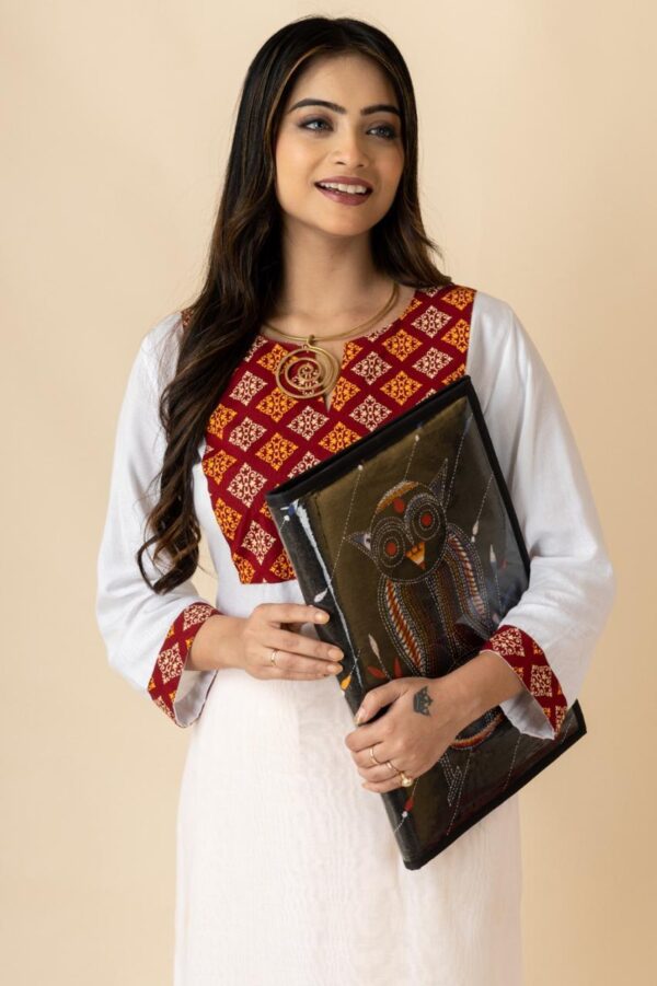 Shantiniketan Genuine Leather Document Folder with Kantha Stitch