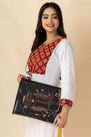 Shantiniketan Genuine Leather Document Folder with Kantha Stitch