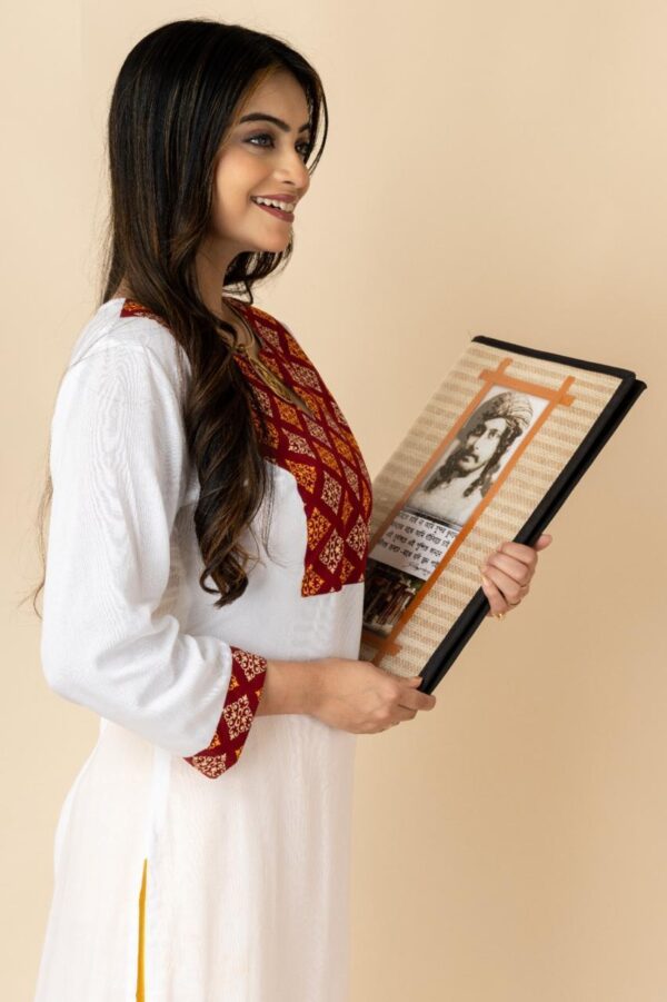 Shantiniketan Genuine Leather Document Folder with Kantha Stitch