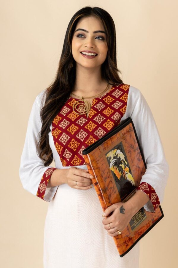 Shantiniketan Genuine Leather Document Folder with Kantha Stitch