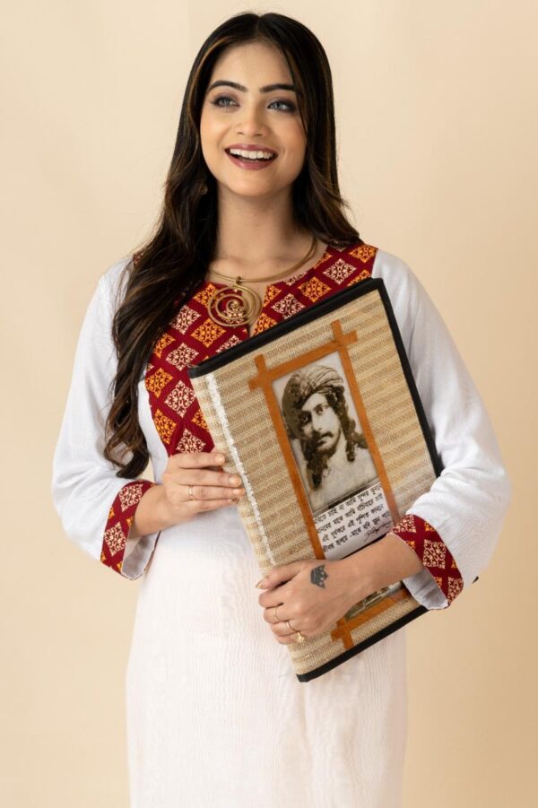 Shantiniketan Genuine Leather Document Folder with Kantha Stitch