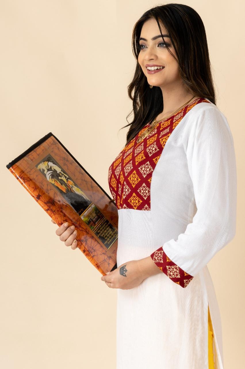 Leather document folder – Shantiniketan Genuine Leather Document Folder with Kantha Stitch | TANN IN